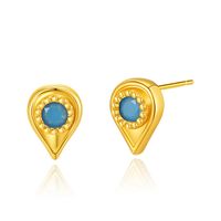 Retro Eye Copper Inlay Turquoise Ear Studs 1 Pair main image 5