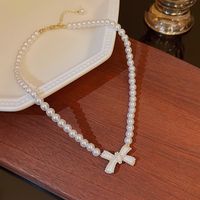 1 Piece Baroque Style Bow Knot Artificial Pearl Patchwork Women's Necklace main image 3