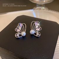 1 Par Moda Mariposa Aleación Embutido Perlas Artificiales Circón Mujeres Pendientes sku image 1