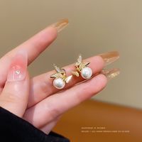 Fashion Butterfly Copper Inlay Zircon Ear Studs 1 Pair main image 5