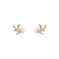 Fashion Butterfly Copper Inlay Zircon Ear Studs 1 Pair main image 6