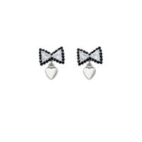 Ins Style Heart Shape Bow Knot Copper Inlay Zircon Drop Earrings 1 Pair main image 2