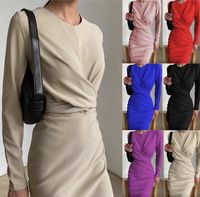 Women's A-line Skirt Fashion Round Neck Patchwork Long Sleeve Solid Color Knee-length Daily main image 1