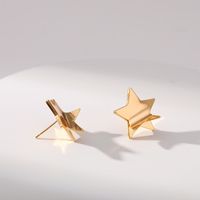 Retro Star Solid Color Copper Plating Ear Studs 1 Pair main image 5