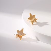 Retro Star Solid Color Copper Plating Ear Studs 1 Pair main image 1