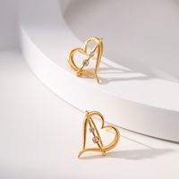 Sweet Heart Shape Copper Inlay Zircon Ear Studs 1 Pair main image 2