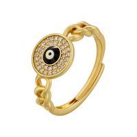 Retro Devil's Eye Oval Copper Enamel Zircon Rings sku image 2