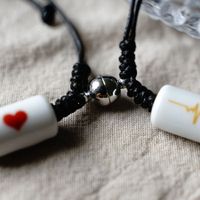 2 Pieces Fashion Electrocardiogram Heart Shape Rope Ceramics Couple Bracelets main image 3