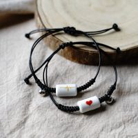 2 Pieces Fashion Electrocardiogram Heart Shape Rope Ceramics Couple Bracelets sku image 1