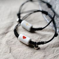 2 Pieces Fashion Electrocardiogram Heart Shape Rope Ceramics Couple Bracelets main image 2