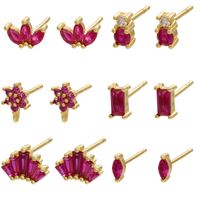 1 Pair Fashion Water Droplets Flower Rectangle Copper Inlay Rhinestones Women's Ear Studs main image 1