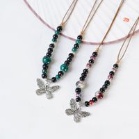 1 Piece Ethnic Style Tassel Butterfly Alloy Mixed Materials Knitting Women's Necklace main image 5