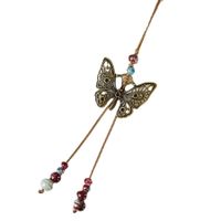 1 Piece Ethnic Style Tassel Butterfly Alloy Mixed Materials Knitting Women's Necklace main image 4