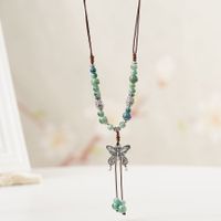 1 Piece Ethnic Style Tassel Butterfly Alloy Mixed Materials Knitting Women's Necklace sku image 14