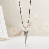 1 Piece Ethnic Style Tassel Butterfly Alloy Mixed Materials Knitting Women's Necklace sku image 15