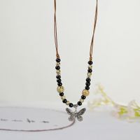 1 Piece Ethnic Style Tassel Butterfly Alloy Mixed Materials Knitting Women's Necklace sku image 7