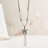 1 Piece Ethnic Style Tassel Butterfly Alloy Mixed Materials Knitting Women's Necklace sku image 13