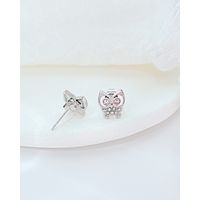 Fashion Owl Stainless Steel Inlay Zircon Ear Studs 1 Pair main image 1