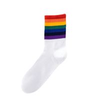 Women's Casual Rainbow Cotton Crew Socks sku image 14