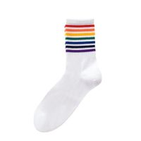 Women's Casual Rainbow Cotton Crew Socks sku image 12