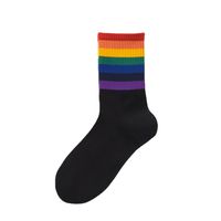 Women's Casual Rainbow Cotton Crew Socks sku image 15
