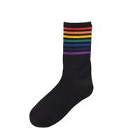 Women's Casual Rainbow Cotton Crew Socks sku image 13