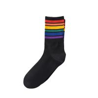 Women's Casual Rainbow Cotton Crew Socks sku image 17