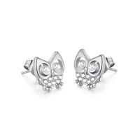 Fashion Owl Stainless Steel Inlay Zircon Ear Studs 1 Pair sku image 1