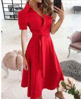 Women's A-line Skirt Fashion V Neck Patchwork Short Sleeve Polka Dots Solid Color Midi Dress Daily main image 3