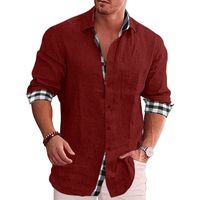 Men's Blouse Long Sleeve Blouses Casual Solid Color main image 4