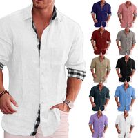 Men's Blouse Long Sleeve Blouses Casual Solid Color main image 1