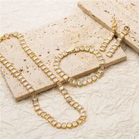 Fashion Geometric Copper Zircon Bracelets Earrings Necklace In Bulk main image 1