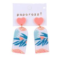 1 Pair Fashion Cactus Stripe Heart Shape Arylic Patchwork Valentine's Day Women's Drop Earrings main image 4