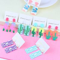 1 Pair Fashion Cactus Stripe Heart Shape Arylic Patchwork Valentine's Day Women's Drop Earrings main image 1
