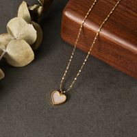 Fashion Heart Shape Shell Titanium Steel Plating Pendant Necklace 1 Piece sku image 1