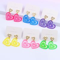 1 Pair Sweet Heart Shape Arylic Hollow Out Valentine's Day Women's Earrings main image 1