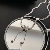 Fashion Butterfly Titanium Steel Tassel Pendant Necklace 1 Piece main image 3