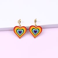 1 Pair Retro Heart Shape Alloy Enamel Women's Drop Earrings sku image 6