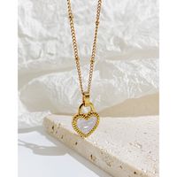 Fashion Heart Shape Stainless Steel Inlay Acrylic Necklace 1 Piece main image 1