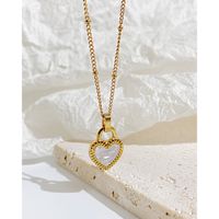 Fashion Heart Shape Stainless Steel Inlay Acrylic Necklace 1 Piece main image 2