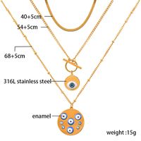 Retro Round Devil's Eye Titanium Steel Enamel Layered Necklaces main image 5