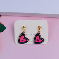 1 Par Dulce Bloque De Color Forma De Corazón Aleación Mujeres Aretes sku image 9