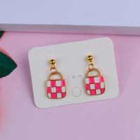 1 Par Dulce Bloque De Color Forma De Corazón Aleación Mujeres Aretes sku image 2