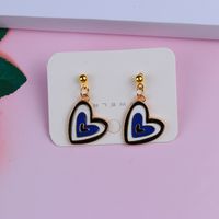 1 Pair Sweet Color Block Heart Shape Alloy Women's Earrings sku image 6