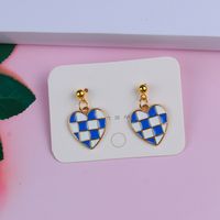 1 Pair Sweet Color Block Heart Shape Alloy Women's Earrings sku image 3