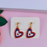 1 Pair Sweet Color Block Heart Shape Alloy Women's Earrings sku image 7