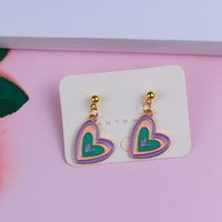 1 Pair Sweet Color Block Heart Shape Alloy Women's Earrings sku image 8