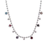 Retro Round Titanium Steel Inlaid Zircon Necklace 1 Piece sku image 1