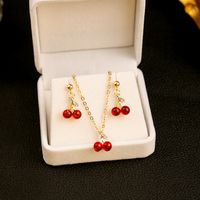 1 Set Sweet Cherry Alloy Women's Earrings Necklace main image 1