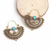 1 Pair Bohemian Water Droplets Tassel Alloy Inlay Turquoise Women's Drop Earrings sku image 8
